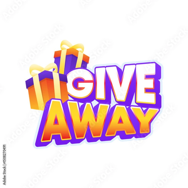 Fototapeta Colorful giveaway text label with gift boxes vector graphic element
