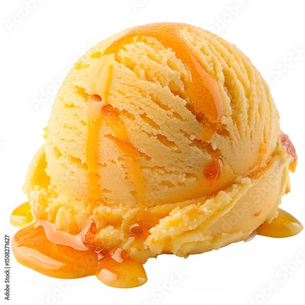 Fototapeta Mango Ice Cream Scoop Isolated on Transparent Background