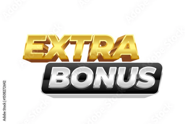 Fototapeta Golden and silver extra bonus vector text label graphic element