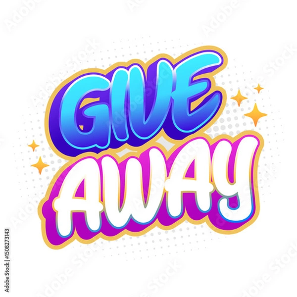 Fototapeta Eye-catching giveaway text label graphic element with vibrant colors