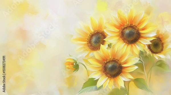 Obraz watercolor botanical Tulip flowers texture template background.Elegant wedding invitation card background . Minimal hand painted Design for wedding or Valentine's Day