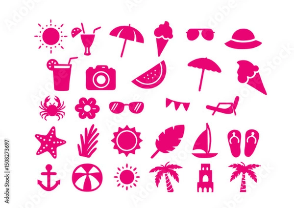 Fototapeta vector set of pink and white icons