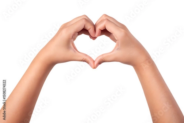 Fototapeta Hands forming heart shape isolated on a white background png ai generated