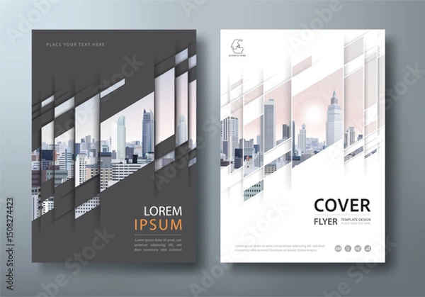 Fototapeta Black and white, book cover, annual reports, and flyer templates, layout in A4 size.
