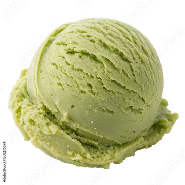 Fototapeta Matcha Ice Cream Scoop Isolated on Transparent Background