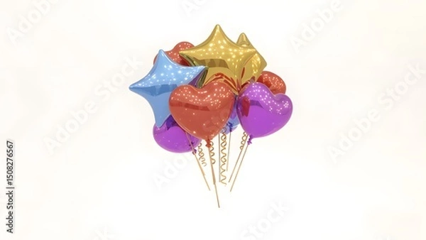 Obraz Colorful Heart and Star Balloons Festive Party Decorations