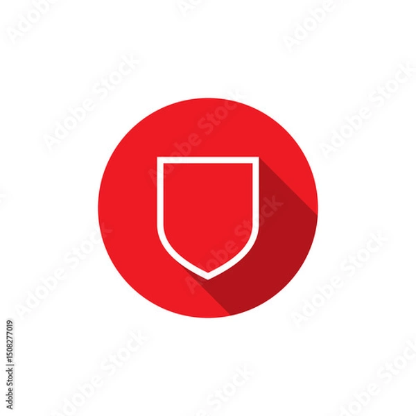Fototapeta Shield outline icon with long shadow. Secure, guard sign symbol