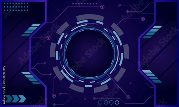 Fototapeta High tech abstract background featuring glowing blue and geometric elements with a futuristic design and dark theme perfect for presentations technology dashboards and sci fi graphics