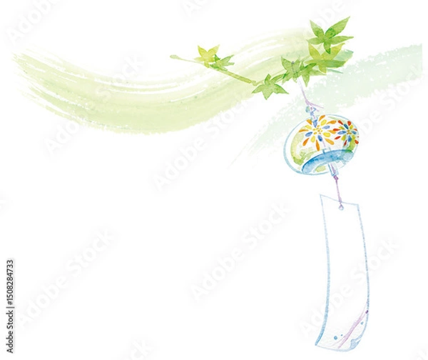 Obraz 水彩手描きの風鈴No.7(日本の夏の風景)