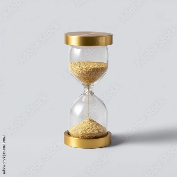 Fototapeta Time management techniques modern office hourglass design minimalist environment close-up view productivity concept