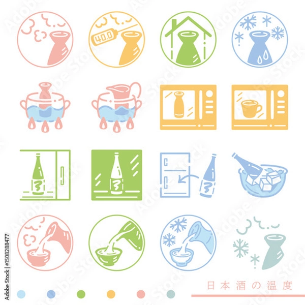 Obraz 日本酒の温度カラフル素材セット