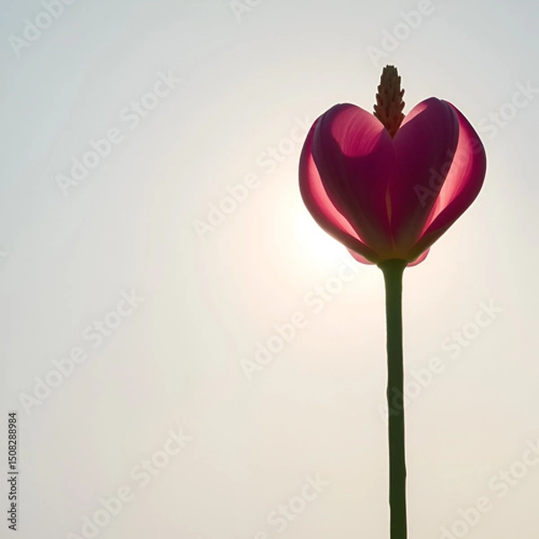 Obraz lone tuberose stem stretching towards sunlight, isolation, gentle