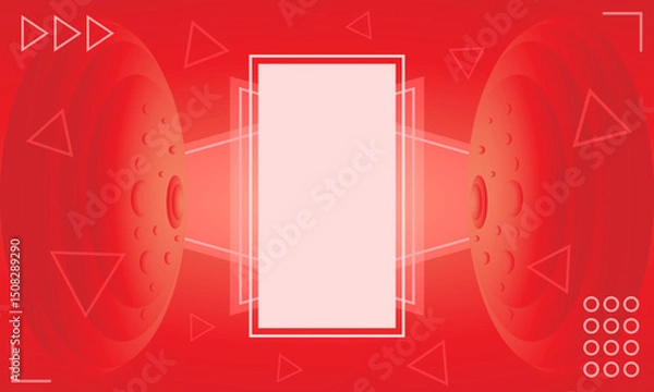 Fototapeta Abstract futuristic high speed, space Illustration high digital technology red color
