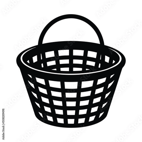 Fototapeta Woven basket graphic silhouette on white background