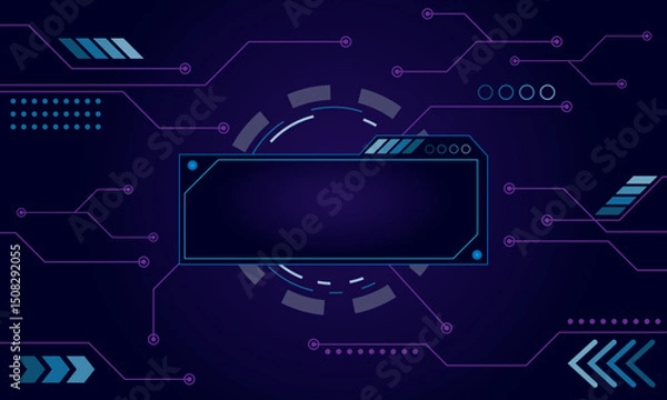 Fototapeta Abstract circuit board elements on technology blue futuristic background. Circuit board illustration. Tech network. Cyber connection electronic. AI chip and Big Data concept.