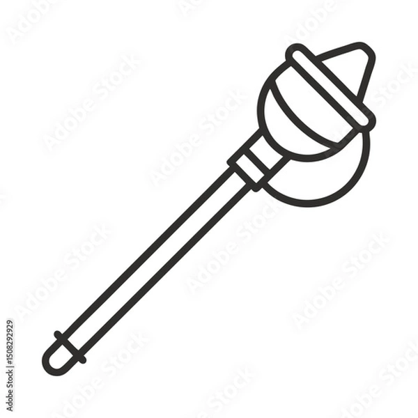 Fototapeta Ceremonial scepter outline silhouette on white background