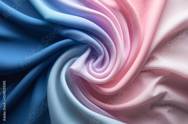 Obraz satin fabric in blue and pink delicate swirling patterns background