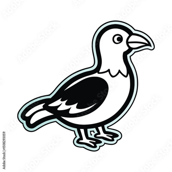 Fototapeta Cute bird cartoon silhouette on white background