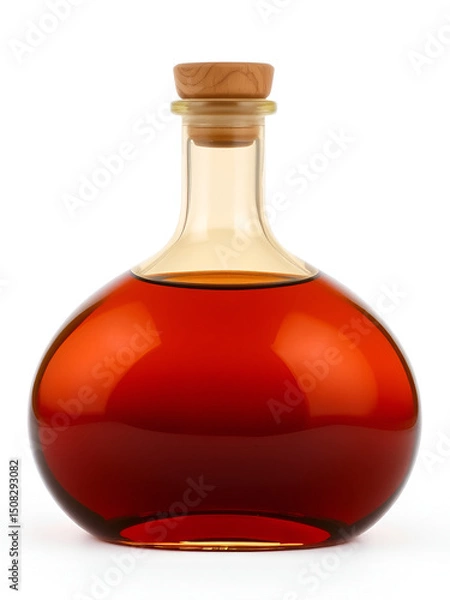 Obraz Amber glass bottle with a wooden cap on a white isolated background.