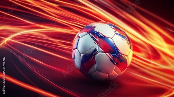 Obraz Soccer ball with dynamic fire-like streaks.