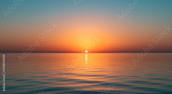 Obraz Serene Ocean Sunset Calm Water Vibrant Orange Sky Golden Hour