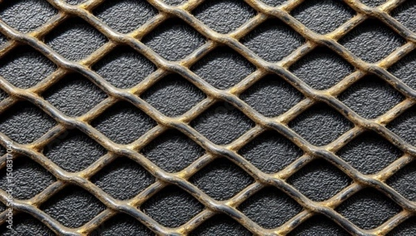Fototapeta Close-up of a diamond-patterned metal mesh