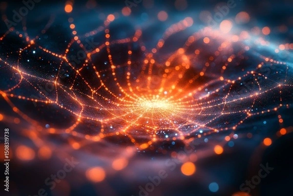 Fototapeta Abstract glowing network, cosmic energy, space background, technology design