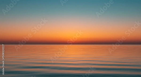 Obraz Serene Sunset over Calm Ocean Water Tranquil Coastal Seascape at Dusk