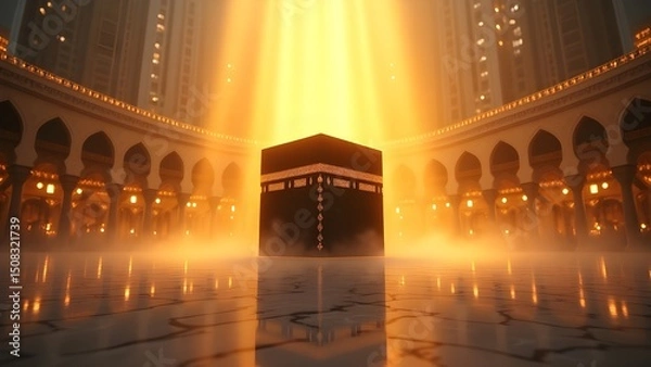 Fototapeta Sacred Kaaba in Mecca A Digital Rendering of Islamic Architecture