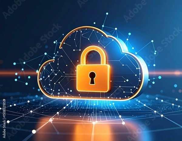 Fototapeta Cloud Computing Security Data Protection, Network Safety, Digital Privacy, Secure Access, Cyberdefen