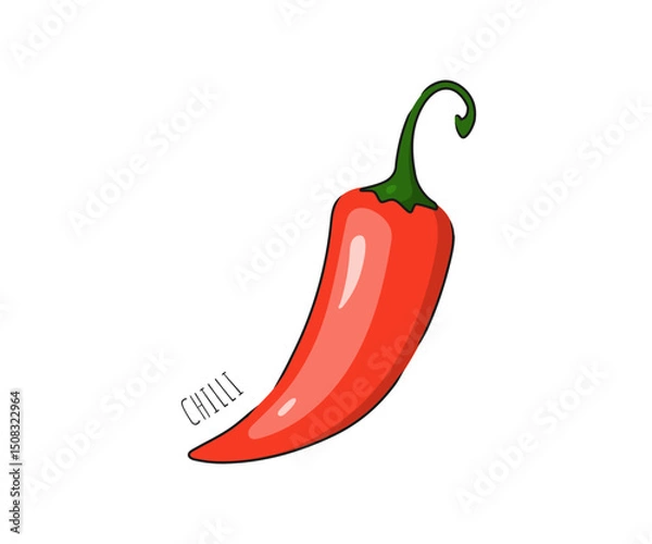Fototapeta Spicy Chili Pepper Icon Vector. Red Chilli cayenne pepper.