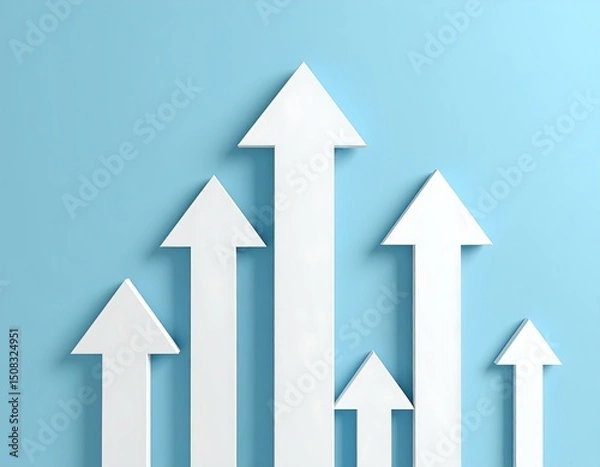 Obraz White Arrows Upward Growth Progress Success Achievement Strategy