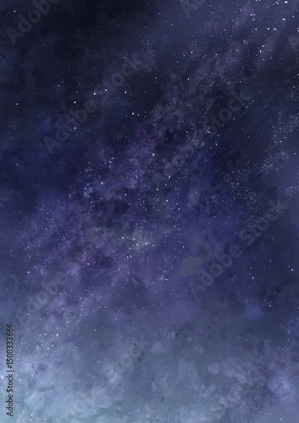Fototapeta 【手描き素材】幻想的で綺麗な星空の背景