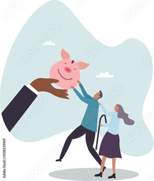 Fototapeta Protect retirement pension money from fraud, ponzi scheme or cost and tax that impact retiree investment fund .character for design.