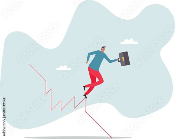 Fototapeta Investing in market downturn, recession or financial crisis, short sell or make profit in stock market, crypto currency decline .character for design.