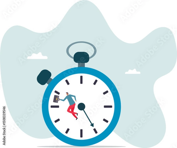 Obraz Race against time, hurry up to finish work within aggressive deadline, time counting down, speed and efficiency to complete work.character for design.