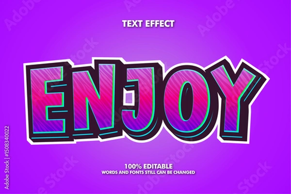 Fototapeta Cartoon enjoy text effect editable cartoon and kids text style
