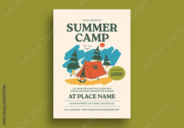 Obraz Retro Summer Camp Event Flyer