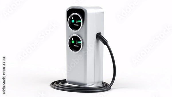 Fototapeta Fast-charging EV station with two connectors and a weatherproof casing