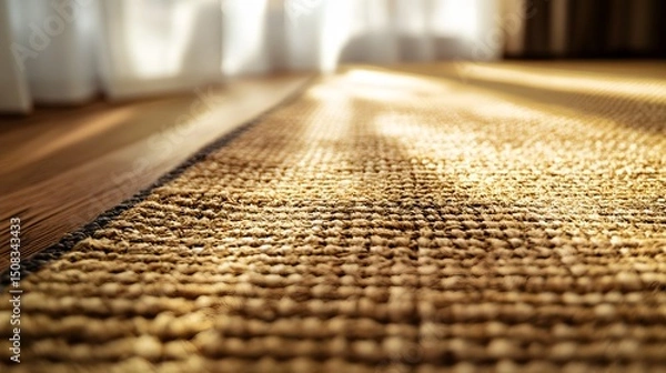 Fototapeta Close-up view of a woven doormat.