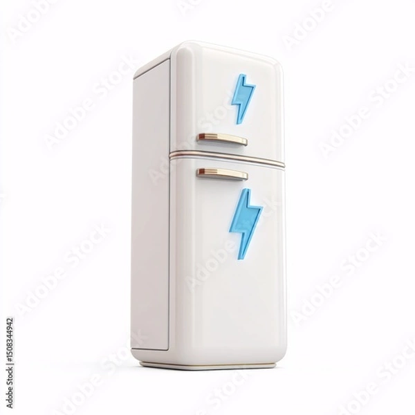Fototapeta 3D electric fridge with freezer, offering space-saving cold storage.