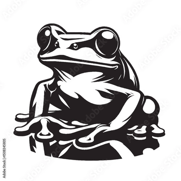 Fototapeta silhouette of clean vectory Tree Frog
 on white background 