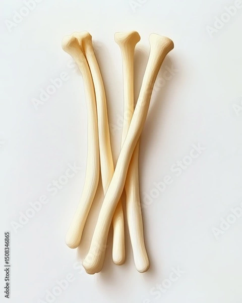 Fototapeta Gouache Art: Five Mushroom Stems on Clean White Background