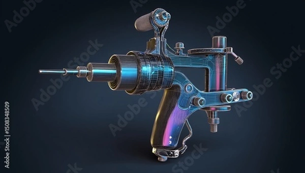 Fototapeta 3D rendered electric tattoo gun, isolated on white backdrop