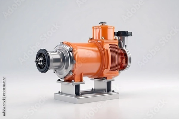 Fototapeta Electric water pump in 3D, isolated against a clean white backdrop for clarity