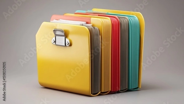 Fototapeta 3D icon of a compact file organizer, designed for maximum storage with minimal space usage.