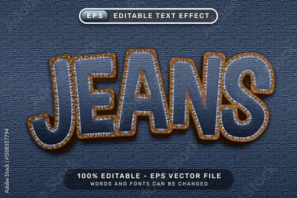 Fototapeta jeans text effect and editable text effect with blue denim jeans texture