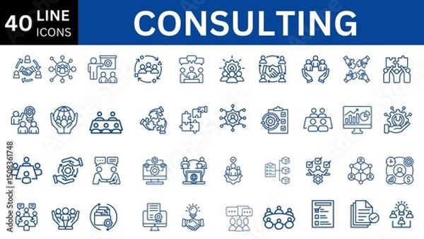 Fototapeta consulting editable icon set. Editable stroke. Vector illustration.