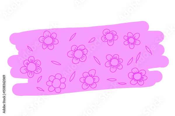 Fototapeta Pink floral tape hand PNG, transparent background, ideal for feminine, decorative, playful designs, adding texture and visual interest.