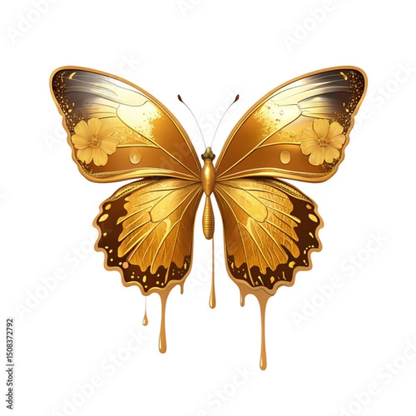 Fototapeta Vintage Butterfly and Floral Illustration Bundle – Transparent Botanical Watercolor Clipart with Transparent Background